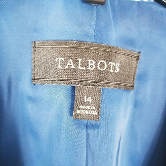 Talbots Women Cotton Blend Jacket Blazer Size 14 Blue Button Up Lined - Picture 5 of 6
